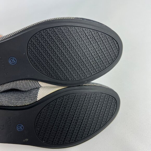 Rothys Womens Cap Toe Buffalo Plaid Round Toe Ballet Flat Black White size 7.5 - Picture 12 of 15